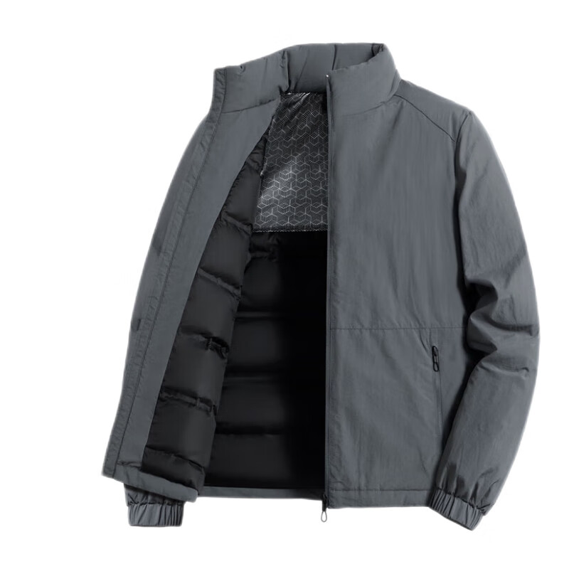 Pierre Cardin Men's Down Jacket Autumn Winter Business Casual Loose Stand Collar Warm Coat Dark Gray 3XL