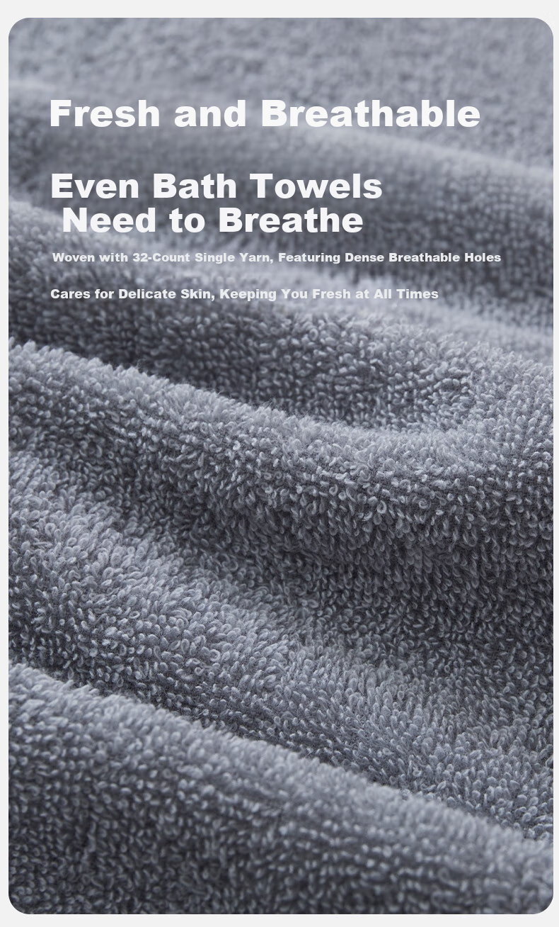 Hengyuanxiang Bath Towel, 10A Grade Antibacterial Pure Cotton Towel for Men And Women, Extra Large And Thick, Hotel-Grade Quick-Drying Non-Shedding, Single Pack 6