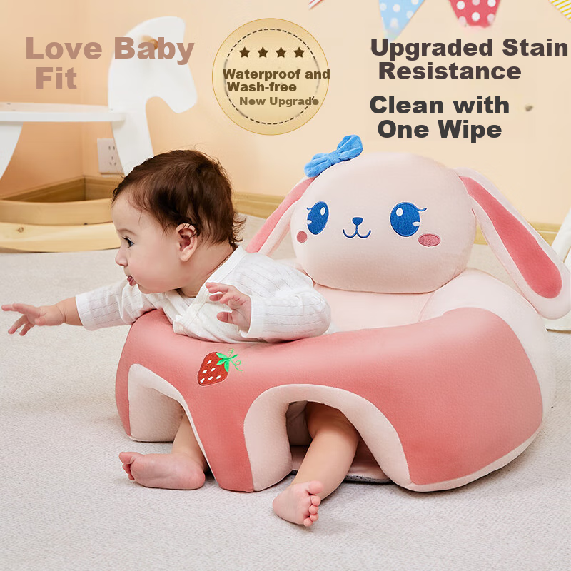 Aibaoshi Baby Learning Chair, Infant Practice Seat Cushion, No-Wash High Chair, Anti-Fall Sofa, for 4 Months to 3 Years Old, Rabbit Design, No-Wash Model S764