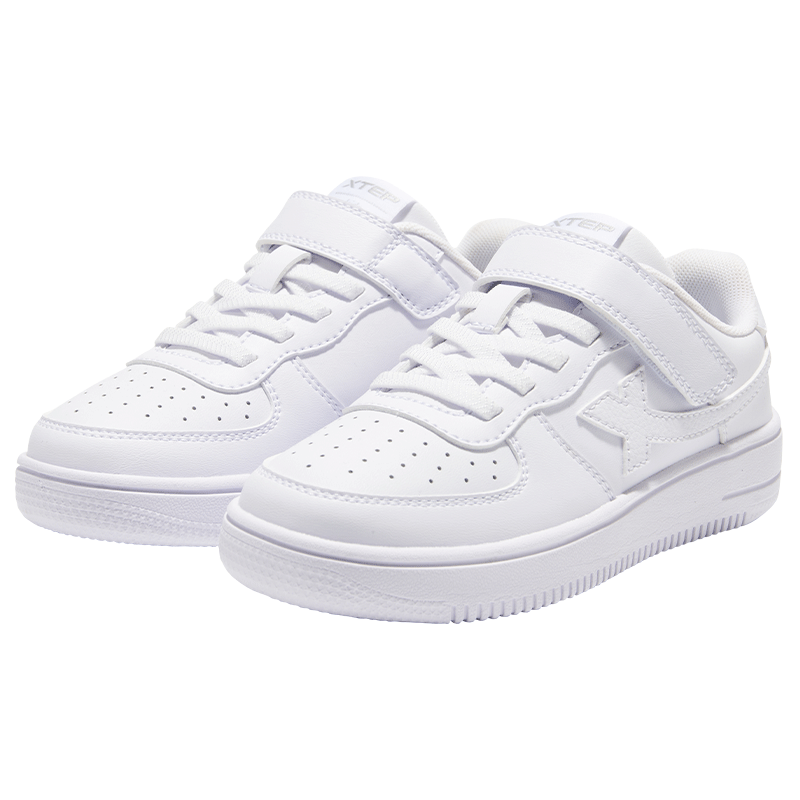 XTEP Kids Children's Casual School White Sneakers Student Skate Shoes Off-White/Smoke Gray Size 31
