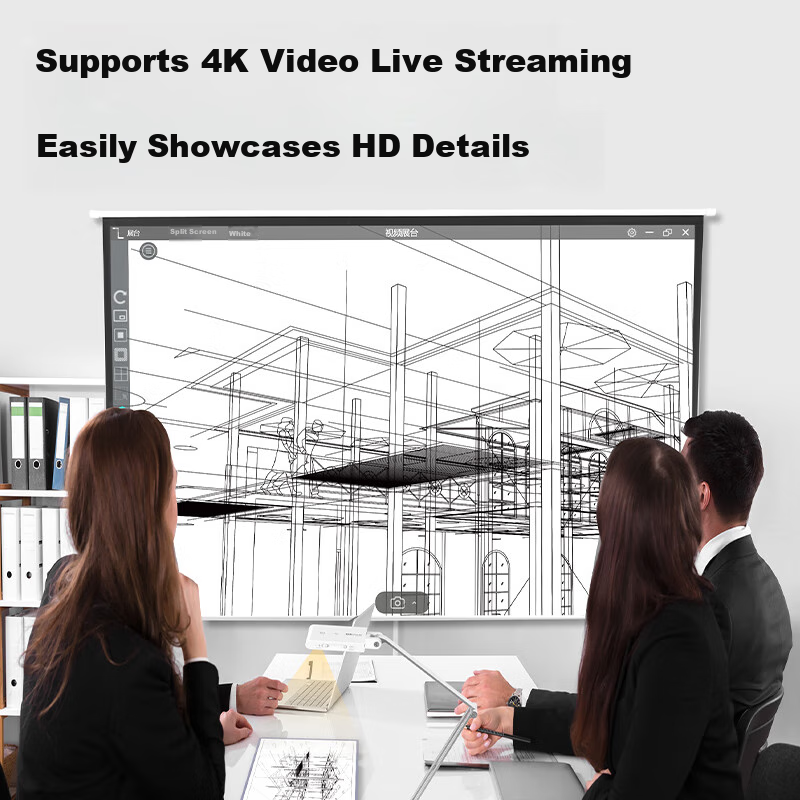 Deli Video Display Stand, 4K High-Definition Scanner, High-Speed Camera for Teaching, Live Streaming And Projection, Conference Projection And Explanation, Live Streaming with Annotations, Video Recording Capable, AI Noise Reduction, Foldable And Portable, with Fill Light, GK501