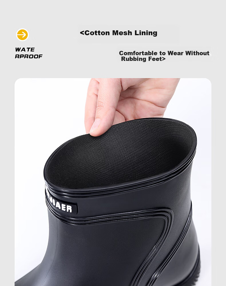 Beimei Men's Rain Boots, 2024 New Mid-Calf Style, Waterproof Shoes, Non-Slip Fishing Shoes for Delivery Riders 10