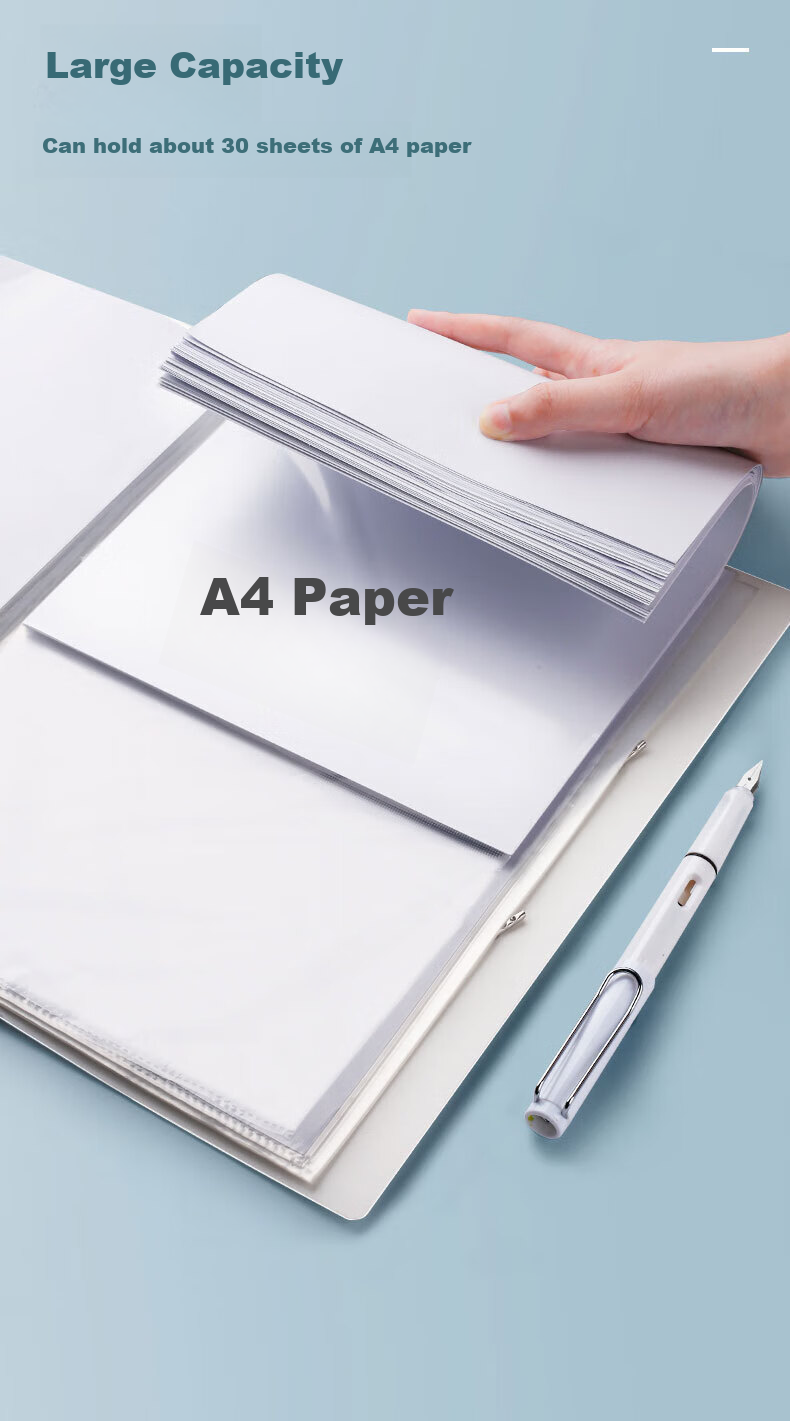 Jianfan A4/100-Page Large Capacity Document Folder, Loose-Leaf File Organizer, Sheet Protectors, Archive Binder, Contract Storage Folder, Student Subject Exam Paper Storage Pouch, Music Sheet Holder, Office Supplies 5