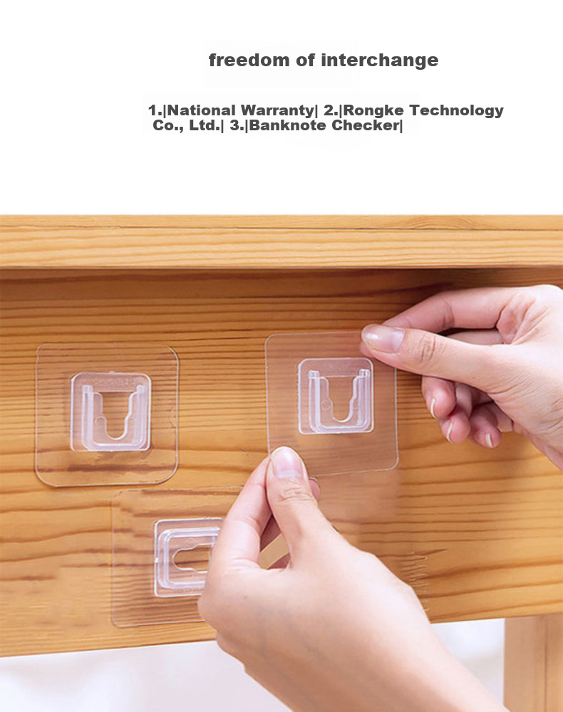 Miaoxinsi Invisible Hook And Loop Adhesive, No Drilling Power Strip Holder, Transparent Hook, Strong Adhesive Wall-Mounting Clip 5