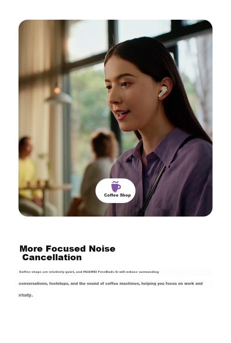 HUAWEI FreeBuds 6i True Wireless Noise-Cancelling Bluetooth Earphones, Flagship-Level Noise Reduction Music Gaming Entertainment Headphones, Compatible with Android/iOS Phones, Sky White 6