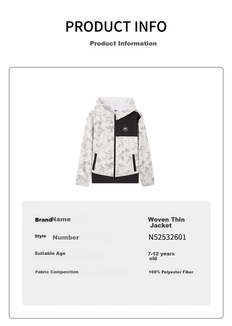 361° Children's Clothing, Boys' Windproof And Waterproof Sports Outdoor Woven Thin Jacket, Autumn Season, for Older Children, Gray, Size 165 23