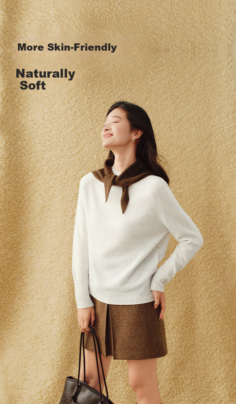 JD Original Women's Sweater, Fashionable Knitted Top, New Year Winter Pure Wool Pullover, Round Neck, Angola Red, Size L 7