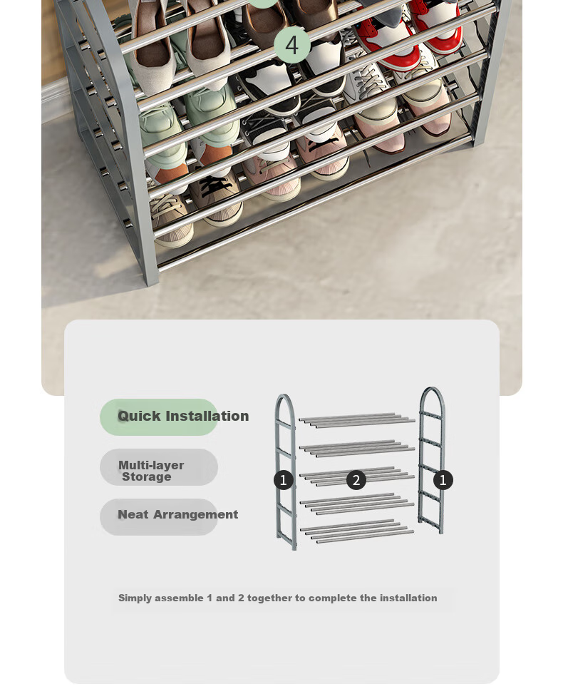 Leaijia Multi-Tier Shoe Rack, Simple Storage Shelf for Entryway, Reinforced And Widened Steel Tube Shoe Rack for Dormitory And Living Room 7