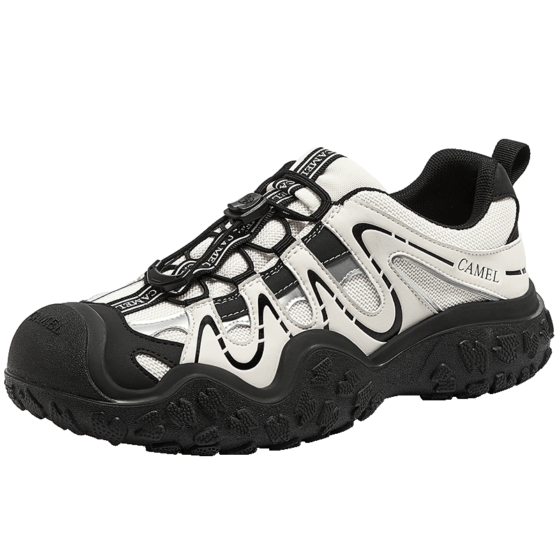 CAMEL Aurora Ugly Cute Women's Outdoor Hiking Shoes Colorblock Thick Sole Casual Shoes L26S202026 Off-White/Black Size 35