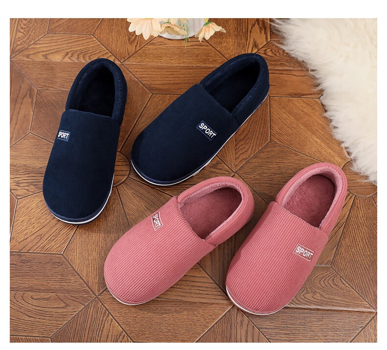 TZLDN Men's Cotton Shoes Autumn Winter Warm Couple Full Coverage Wool Slippers Men's Closed Heel Cotton Slippers Women's 3