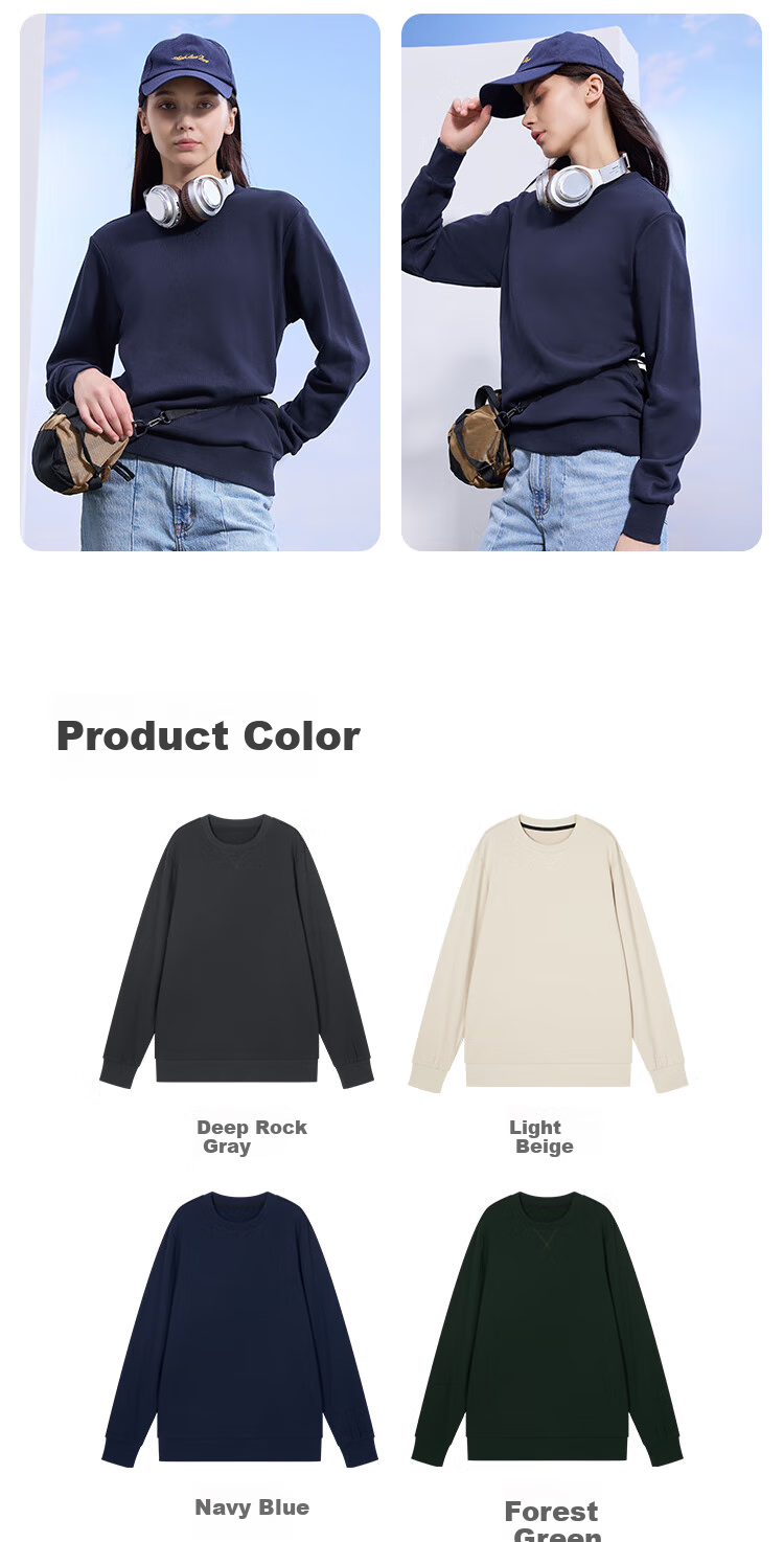 JD Original Pure Cotton Sweatshirt for Men, 2026 New Spring And Autumn Jacket, Men's Clothing, Base Layer T-Shirt, Navy Blue, 3XL 17