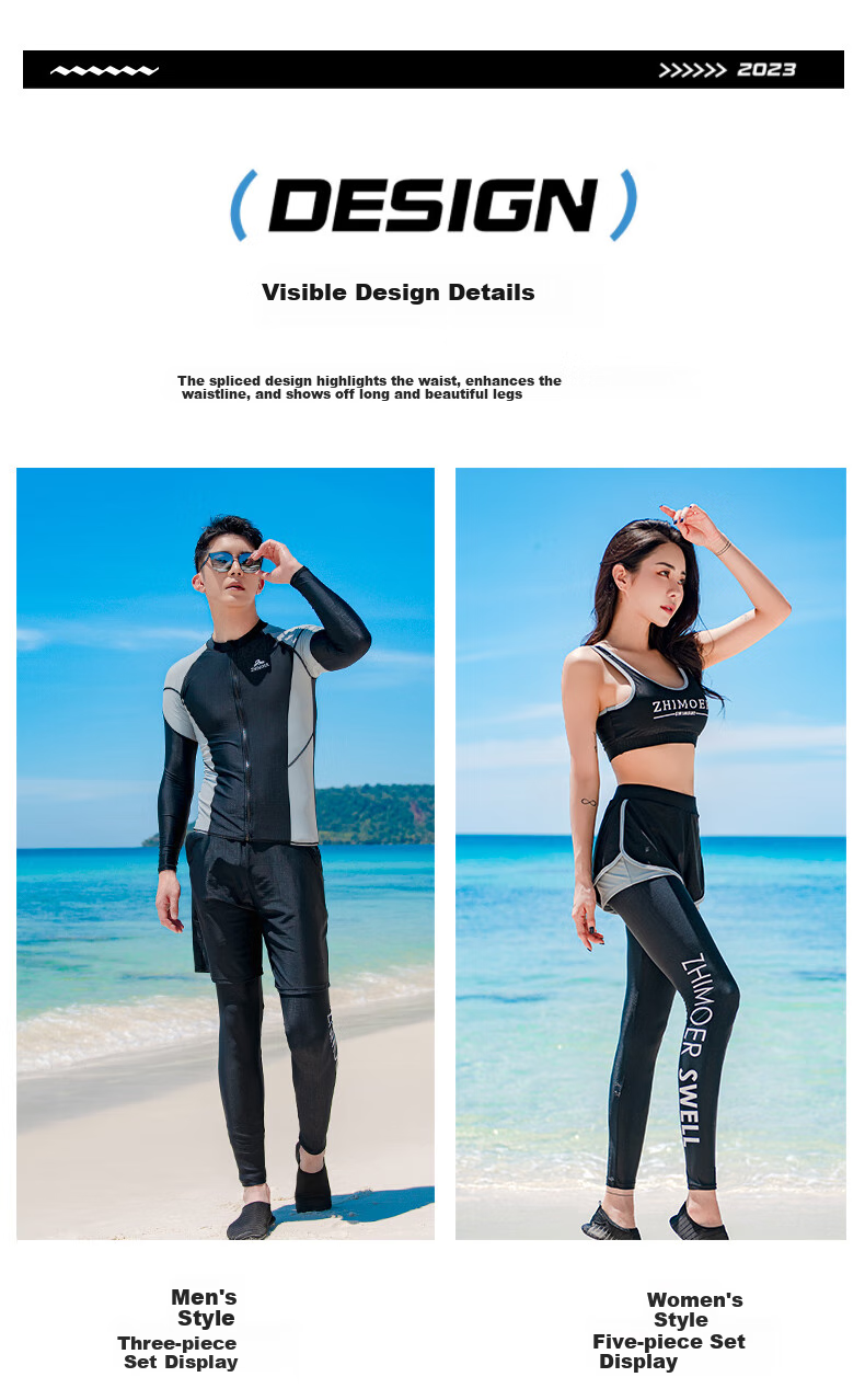 Yifu Quick-Dry Sun Protection Wetsuit for Men, Two-Piece Long Sleeve And Pants Set, Snorkeling Suit, Couple's Swimwear, Women's Surfing Suit 3