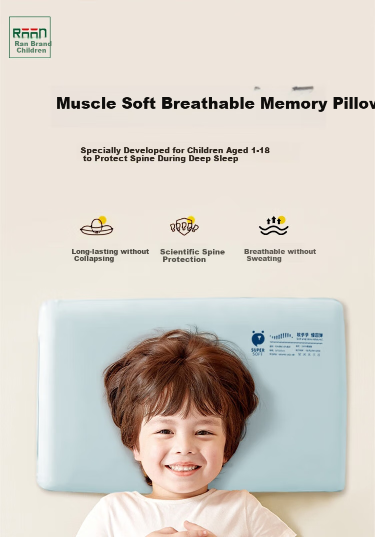 Ranpai Children's Pillow, Class A Sleep Pillow, Slow Rebound Memory Foam Pillow, All-Season Pillow Core, for Ages 1-6, Sky Blue 1