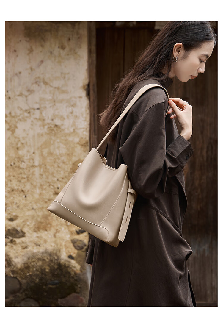 Nalandu Women's New Bucket Bag Large Capacity Cowhide Shoulder Crossbody Bag Birthday Gift 10