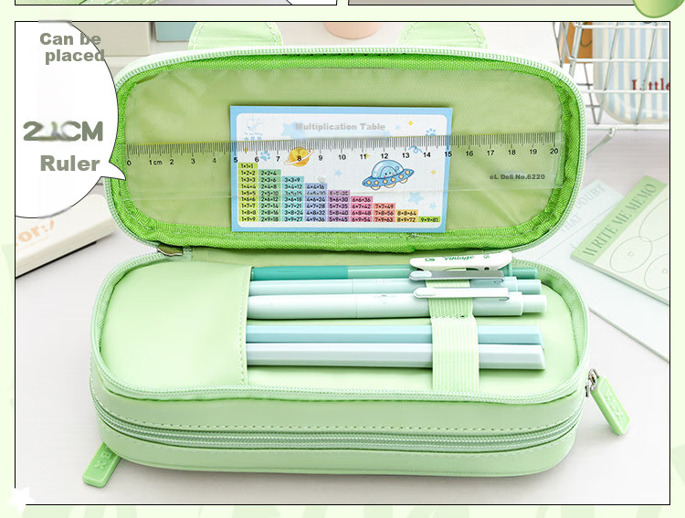 Kabaxiong Cute Bunny Ear Pencil Case with High Aesthetic Value, Large Capacity Stationery Pencil Box for Boys in Elementary, Middle School Students, Space Travel Theme 10