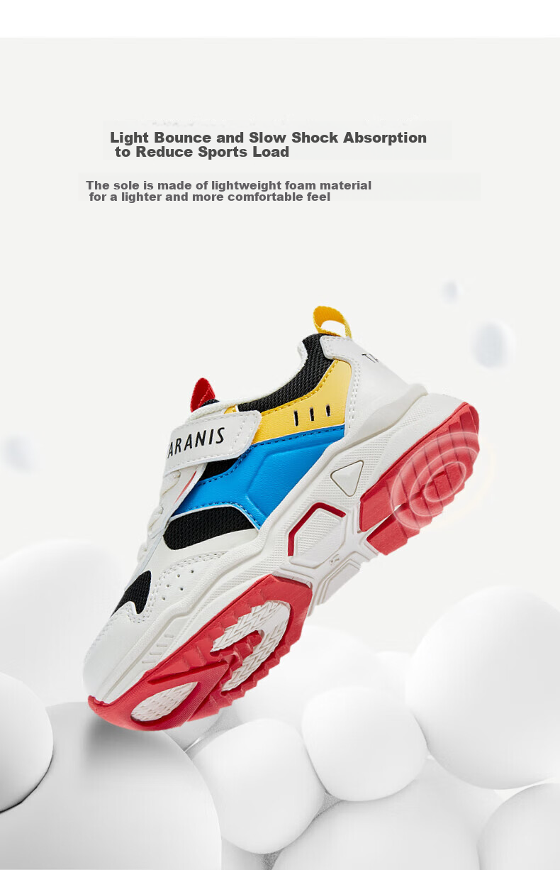 TARANIS Children's Shoes, Spring Boys' Sneakers, Non-Slip Dad Shoes, Running Shoes, Baby Breathable Casual Shoes, White/black/blue, Size 31 3