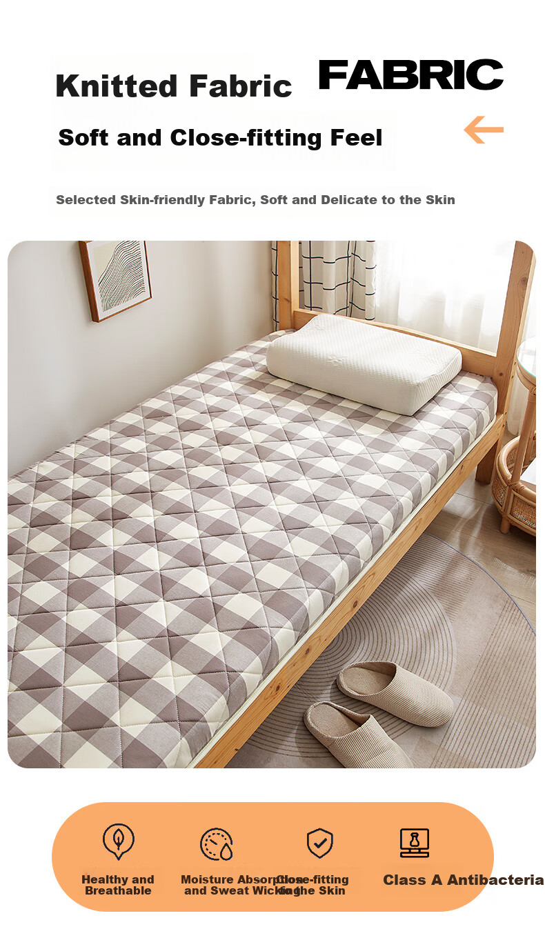 Wuyinliangpin Class A Soybean Mattress Cover, Single Bed for Student Dormitory, All-Season Mattress Pad, 0.9x1.9m Soft Mattress Topper 2