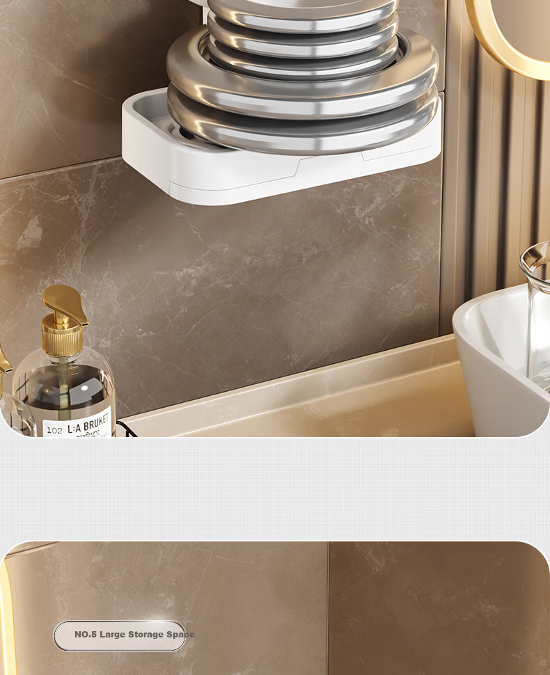 Shangmeide Suction Cup Soap Dish, No Drilling Required, Wall-Mounted Bathroom Draining Soap Holder, Luxurious Bathroom Storage Rack 10