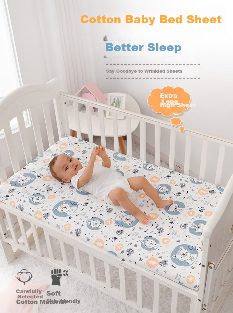 Xiqinbao Baby Crib Sheet, Pure Cotton, Infant Bedding, Kindergarten Bedding, [120*60cm], Bear Patter 1