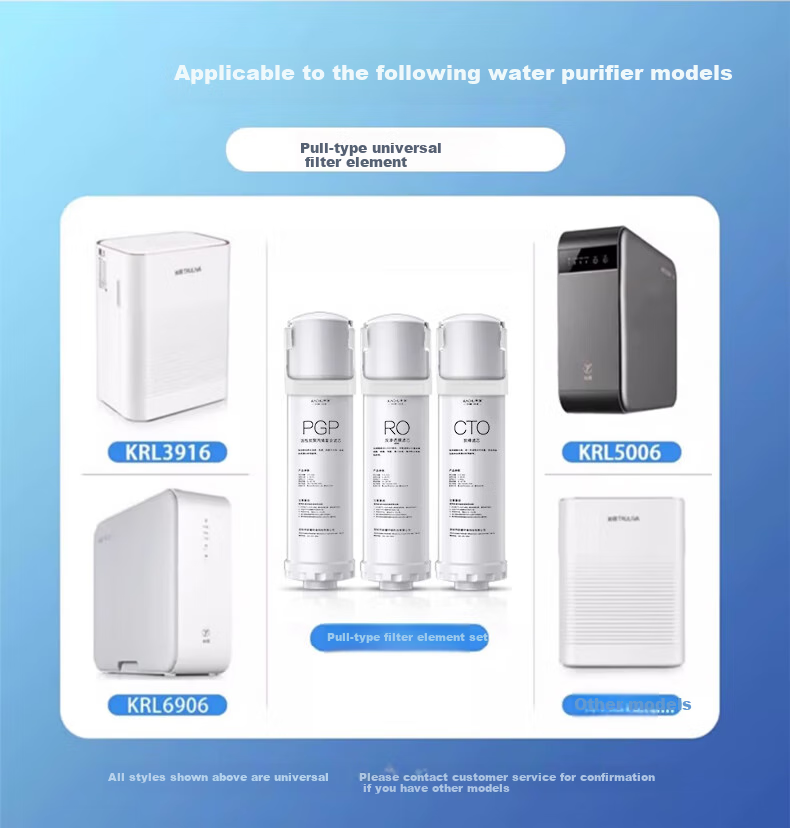 Kaqiu Compatible Universal Qinyuan Water Purifier Filter Cartridge Full Set Modular Kit PP Polypropylene Melt-Blown UDF Pre-Filter Granular Activated Carbon CTO Carbon Rod R5-01E/H/D Complete Set 9