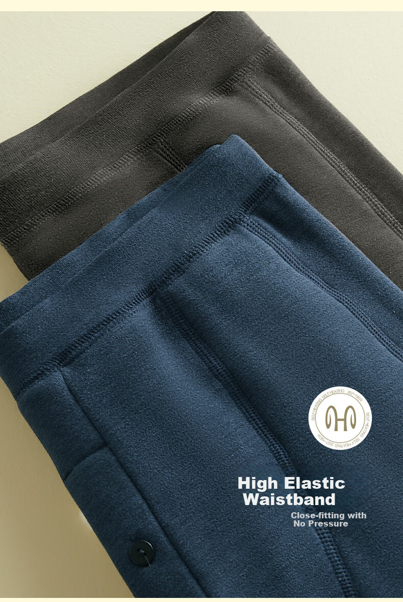 Hengyuanxiang 100% Wool Knee Pads for Men, Warm Pants with Fleece Lining, Thickened Autumn Pants, 10A Antibacterial Cotton Pants for Base Layer in Fall And Winter 18