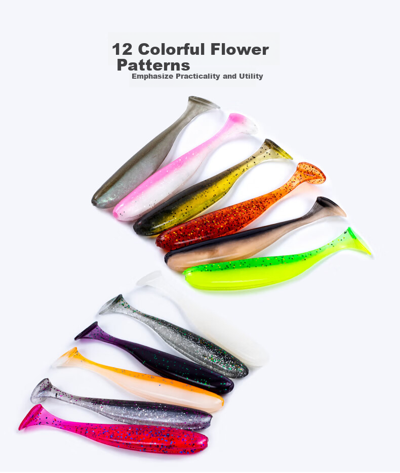 Guowangliya Soft Bait with T-Tail, Freshwater Mandarin Fish Bait, Lead Head Hook, Bottom Fishing for Bass And Snakehead, Artificial Bait, 6.3cm/02 Color/16 Pieces 4