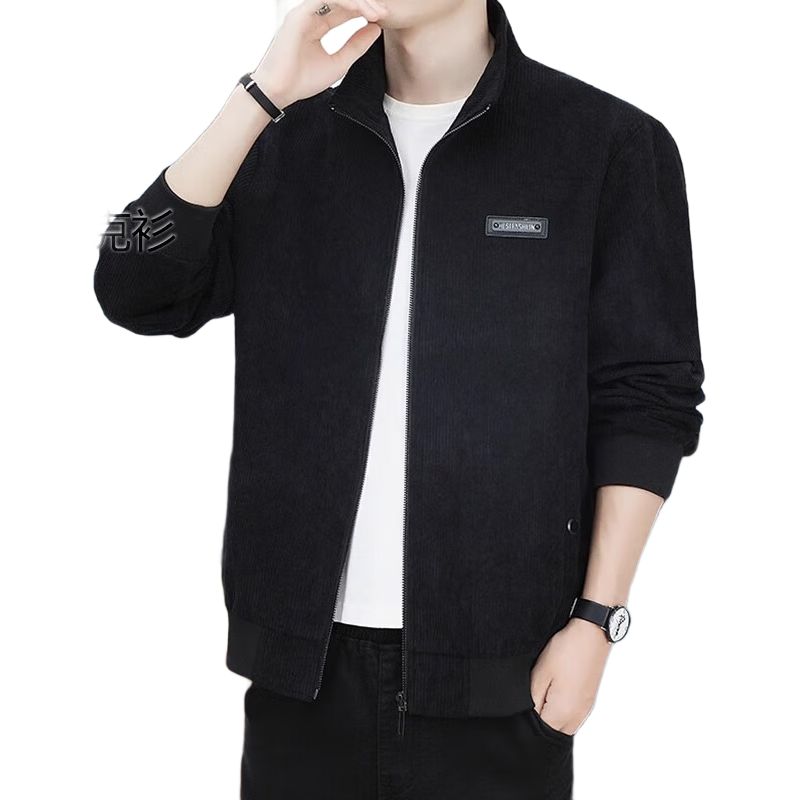 TUCANO Men's Jacket, Business Casual Corduroy, Windproof And Wear-Resistant, Solid Color Lapel Top Coat, Men's Clothing, Dark Gray, 5XL