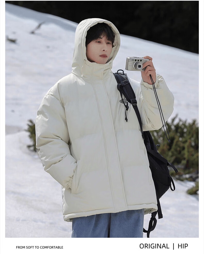 Warrior Men's Winter Hooded Thickened Cotton Jacket Cold-Resistant Warm Cotton Coat New Year Battle Robe Puffer Jacket 17