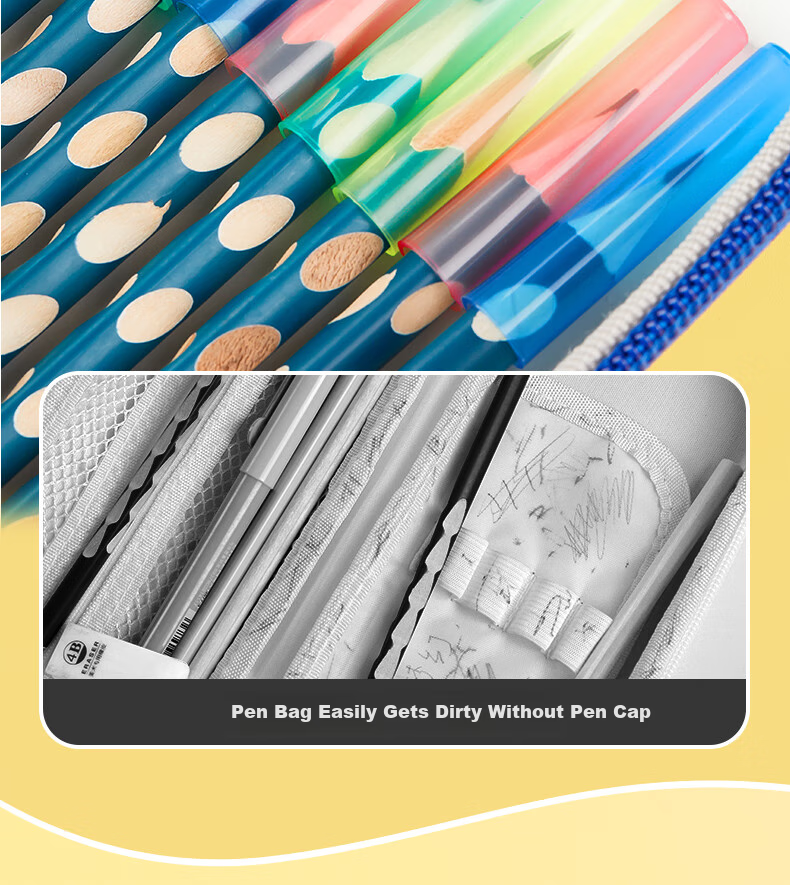 [Back to School Essential] Maotaizi 3-In Pencil Cap, Student Grip Aid, Pencil Tip Protector, Pencil Extender, Pen Point Guard, Anti-Dirt Pencil Case, Compatible with Thick And Thin Pencils, Universal Fit, Pack of 6 6