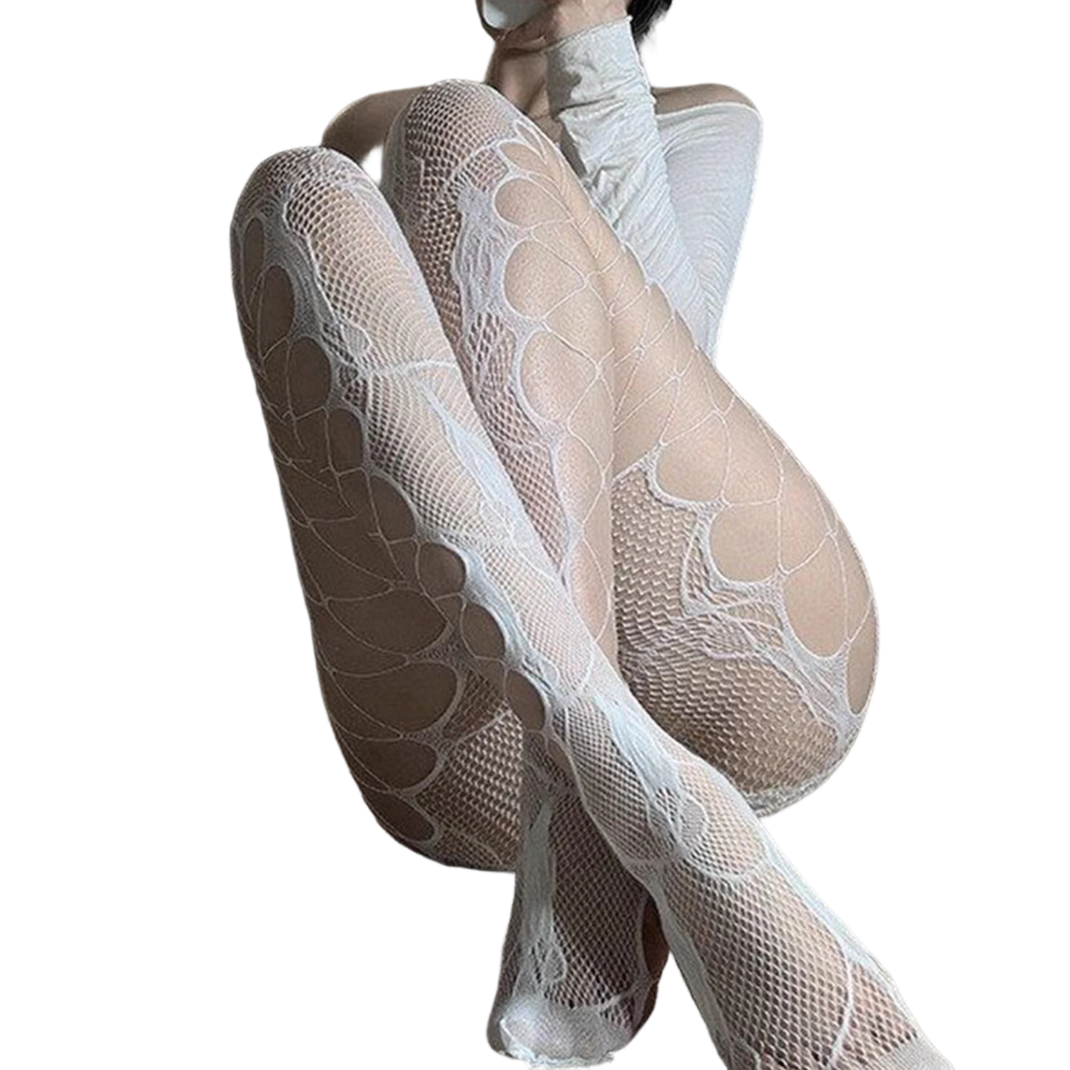 9i9 Irregular Ripped Lace Fishnet Stockings Sexy Vintage Sheer Leggings 3-Pack S64