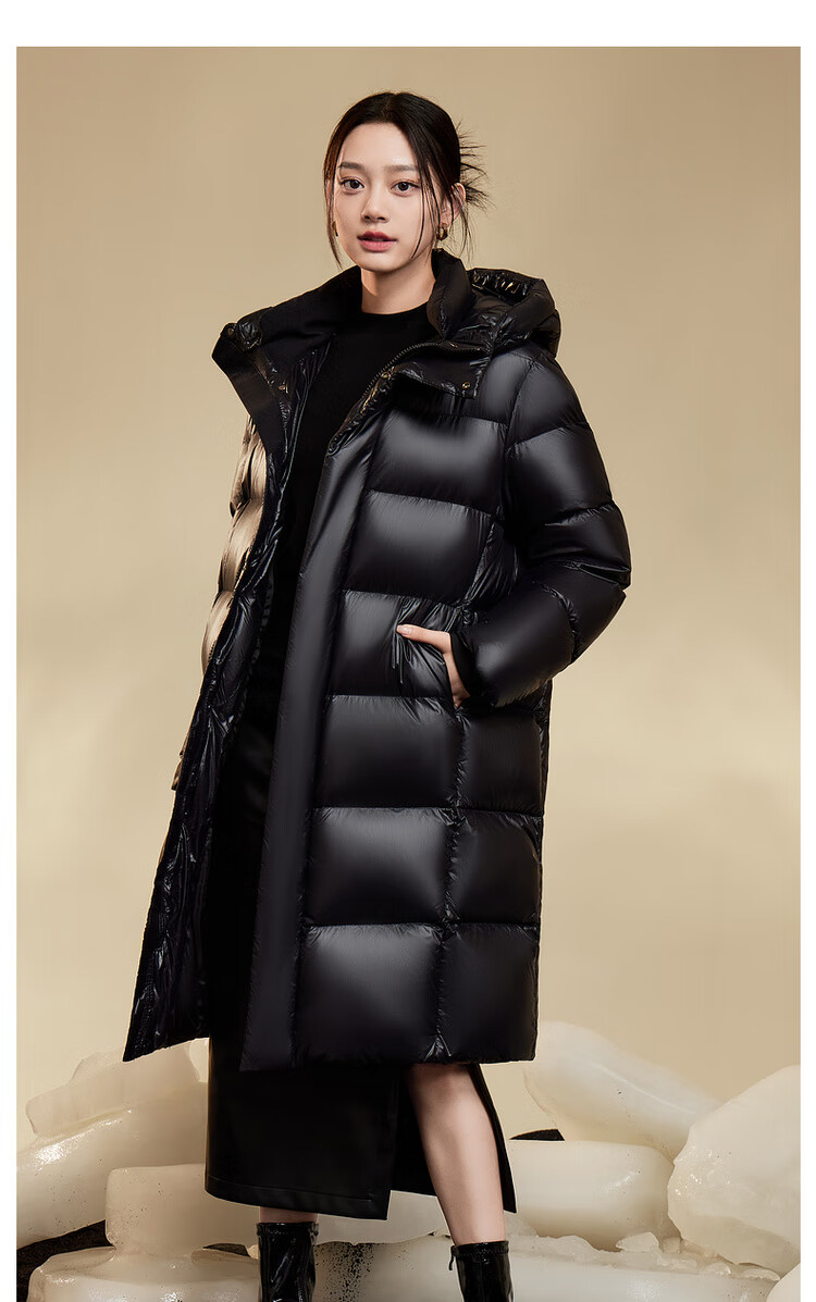 Snow Flying Obsidian Goose Down Hooded Thickened H-Edition Down Jacket Recommended by Cheng Yi 5