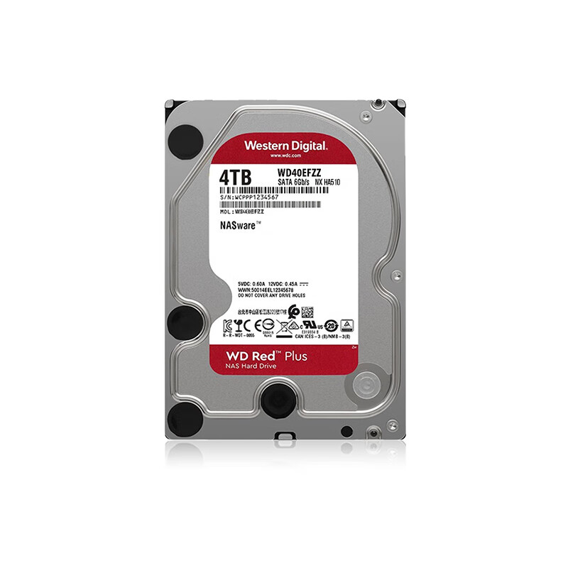 Western Digital (WD) Red Plus NAS Hard Drive 4TB 5400RPM 128MB SATA CMR 3.5-inch WD40EFZZ