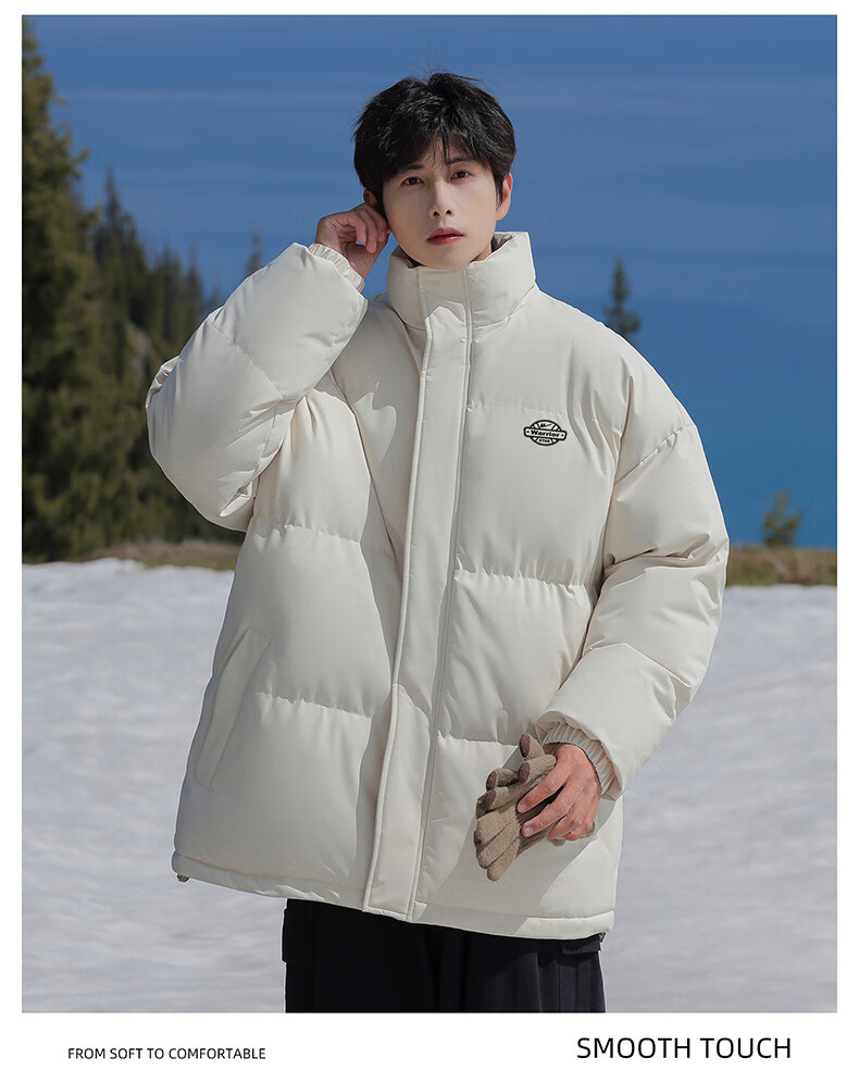 Warrior Men's Winter Cotton Padded Jacket, Stand Collar, Thickened, Cold-Resistant, Warm, Versatile Simple Men's Puffer Coat 6187 13