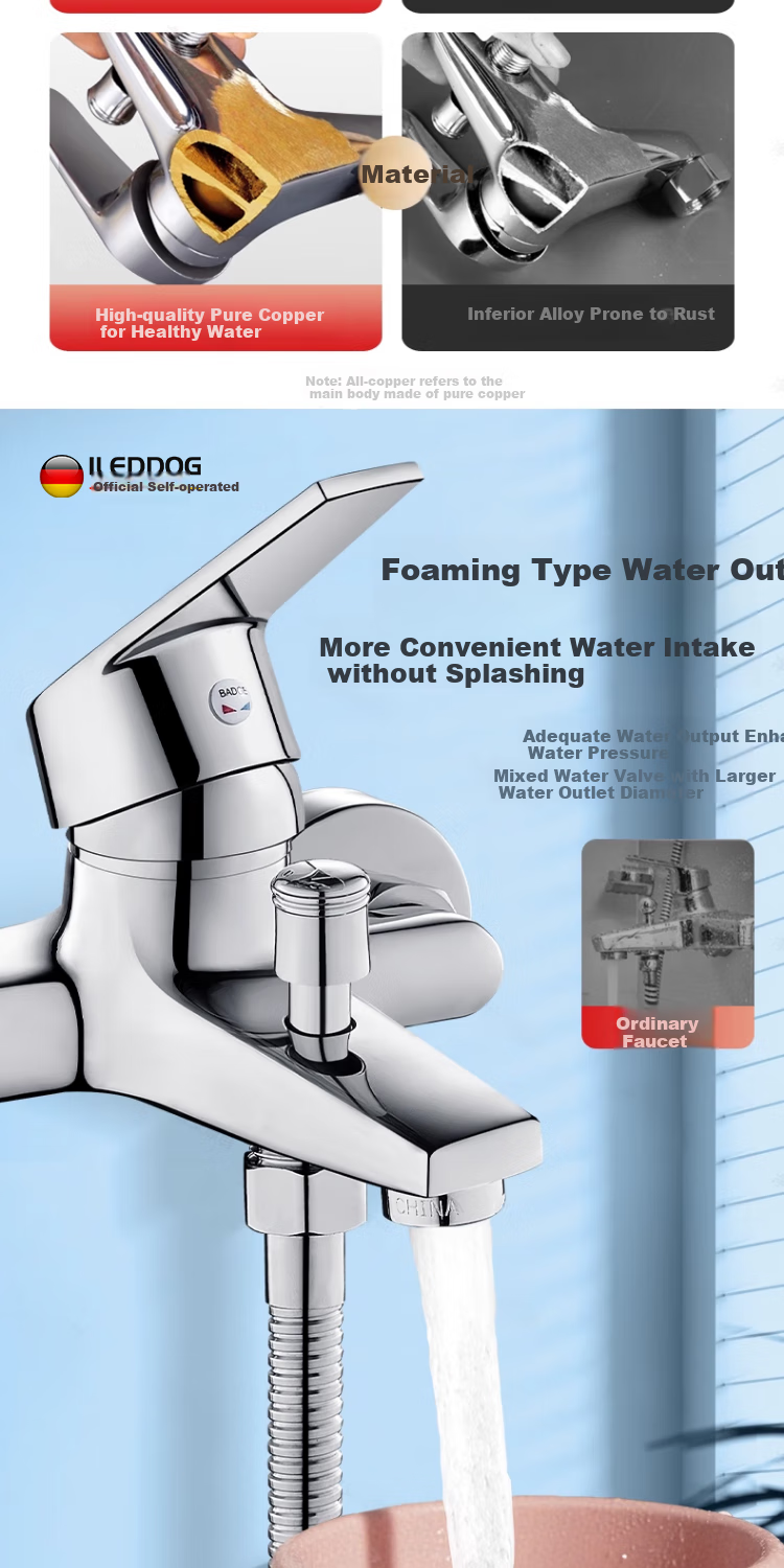 ILeddog [Germany] Household Bathroom Shower Head Set, All-Copper Hot And Cold Mixing Valve, Powerful High-Pressure Handheld Shower Head 509 3