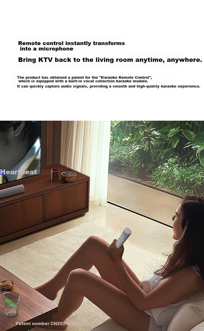 Chunmai TV-Specific Remote Control, Wireless Karaoke Microphone, TV Remote Control with Microphone, Handheld Speaker, Home KTV Compatible with Xiaomi TV for Singing 4