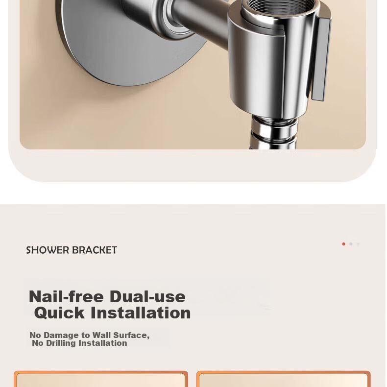 Shangmeide 304 Stainless Steel Shower Head Holder, No Drilling Required, Adjustable Fixing Device, Strong Load-Bearing Capacity of 10kg, Shower Head Bracket 4