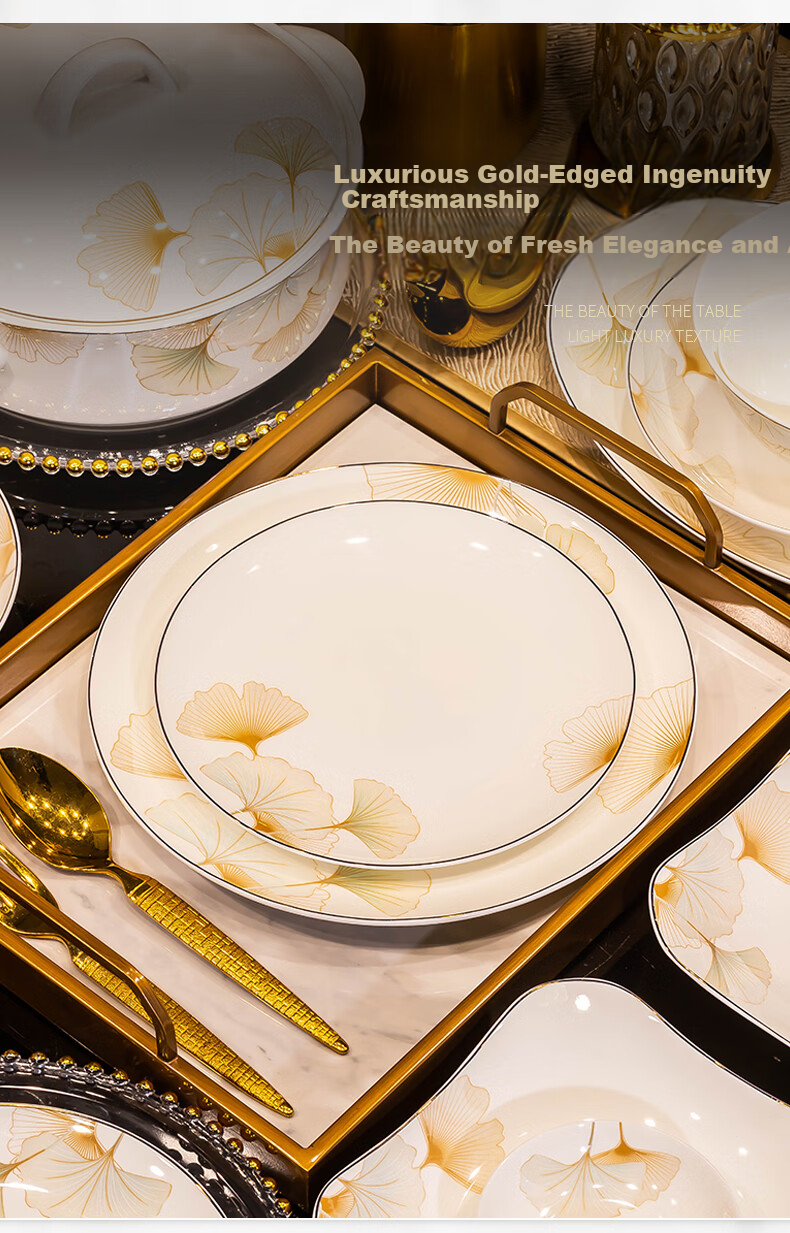 Haoya 82-Piece Bowl And Plate Set, Chinese Jingdezhen Tableware Set, Bowls And Plates for Housewarming, Wedding Gifts, And Celebrating Happiness 1