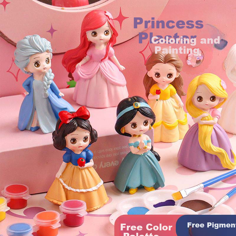 Shangmeibeibei Plaster Doll Coloring Craft DIY Painting Toy for Boys And Girls 3-6 Birthday Gift Princess Series