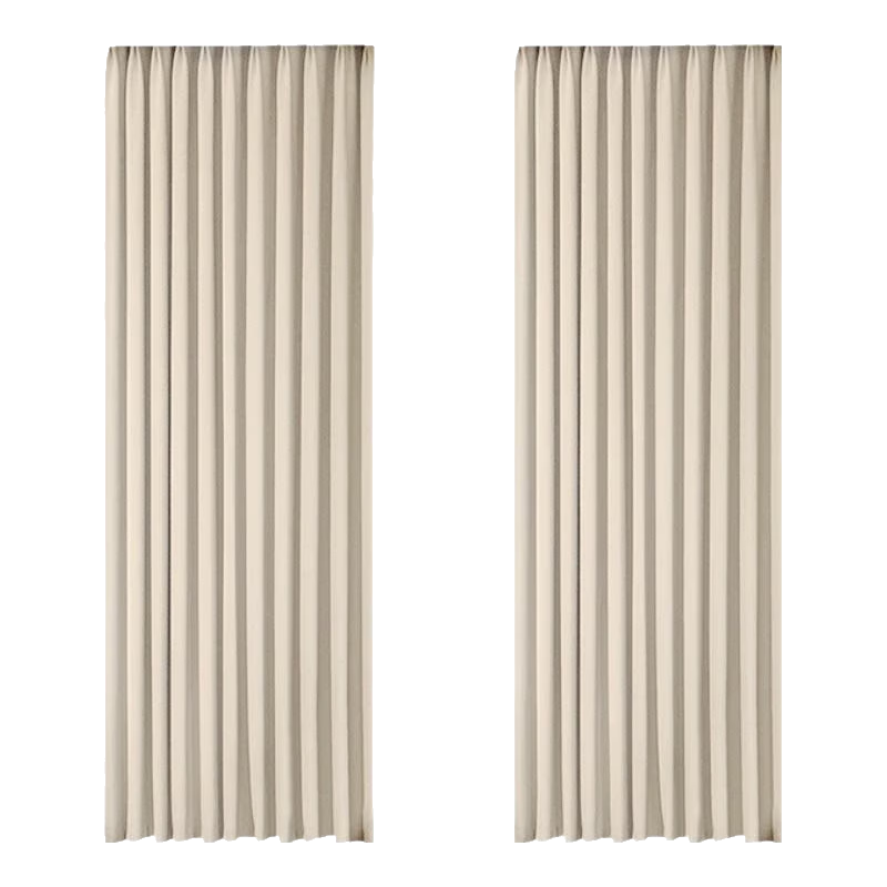 Ali Cotton Linen Milk Tea Color Curtains for Japanese Style Living Room And Bedroom, High Light Blocking, Heat Insulation, Sun Protection, with Hooks, 2.0 Meters * 2.2