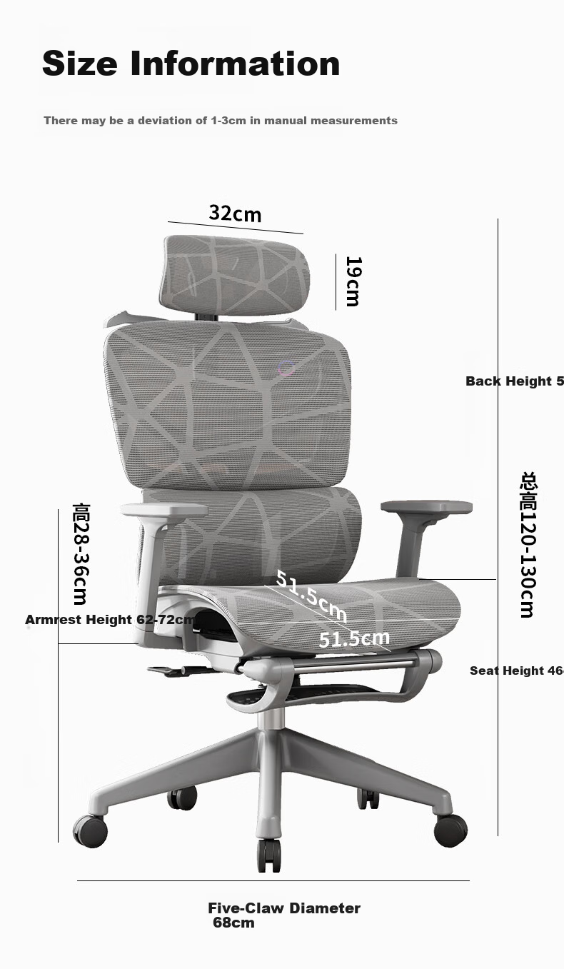 Sanxing SX-1897 Ergonomic Office Chair with Dual Backrest, Computer Chair, Ergonomic Gaming Chair, Dragon Pattern Mesh, Gray 15