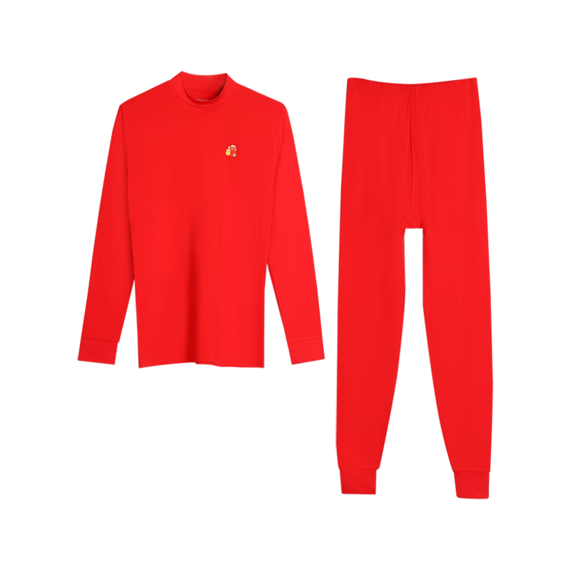 Hodohome Boys' Pure Cotton Antibacterial And Anti-Mite Festive Lucky Autumn Underwear Set, Zodiac Year New Year's Red Greeting Outfit, Size 137 165