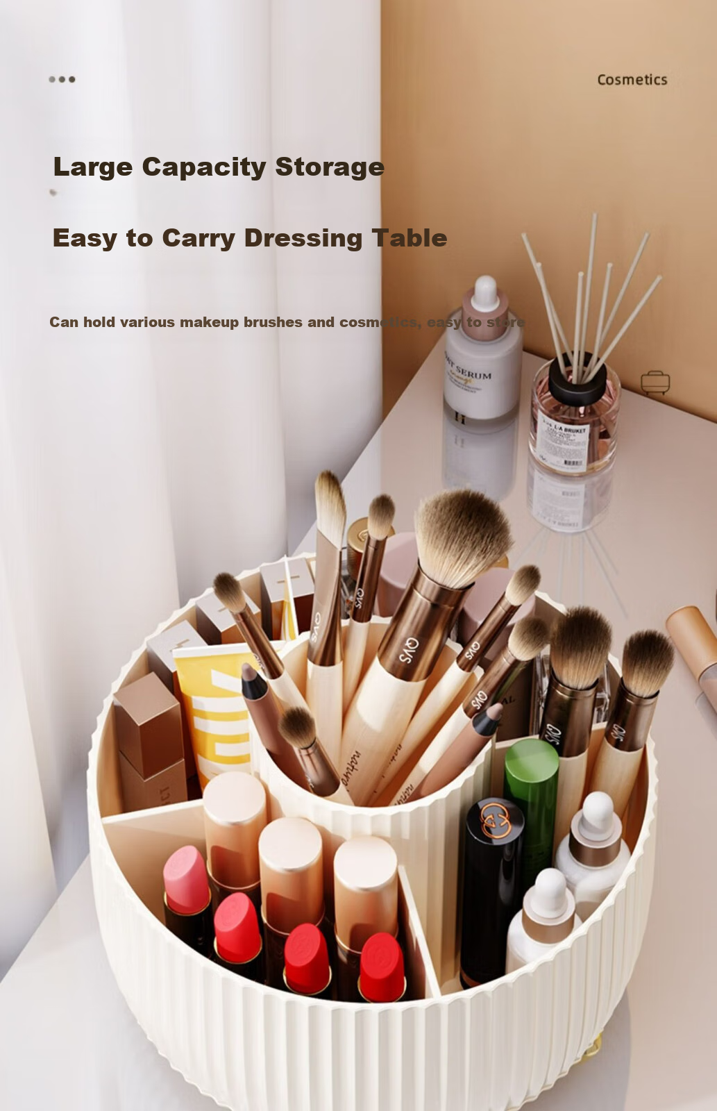 Jiadu Cosmetic Storage Box, Rotating Makeup Brush Holder, Dressing Table Desktop Pen Holder, Lipstick And Eyeshadow Organizer Rack 15