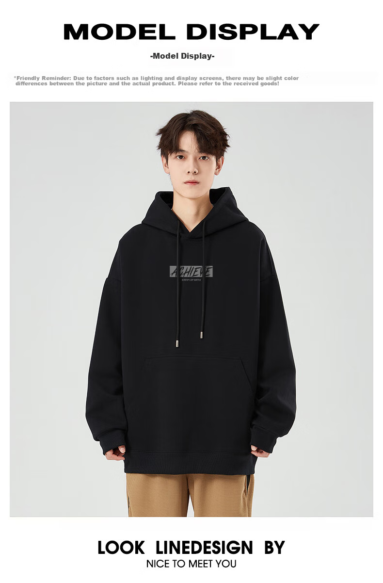 Huili Men's Sweatshirt, Solid Color Hooded Long-Sleeve Undershirt, Spring And Autumn Fashion Casual Versatile Jacket, Men's Clothing 4