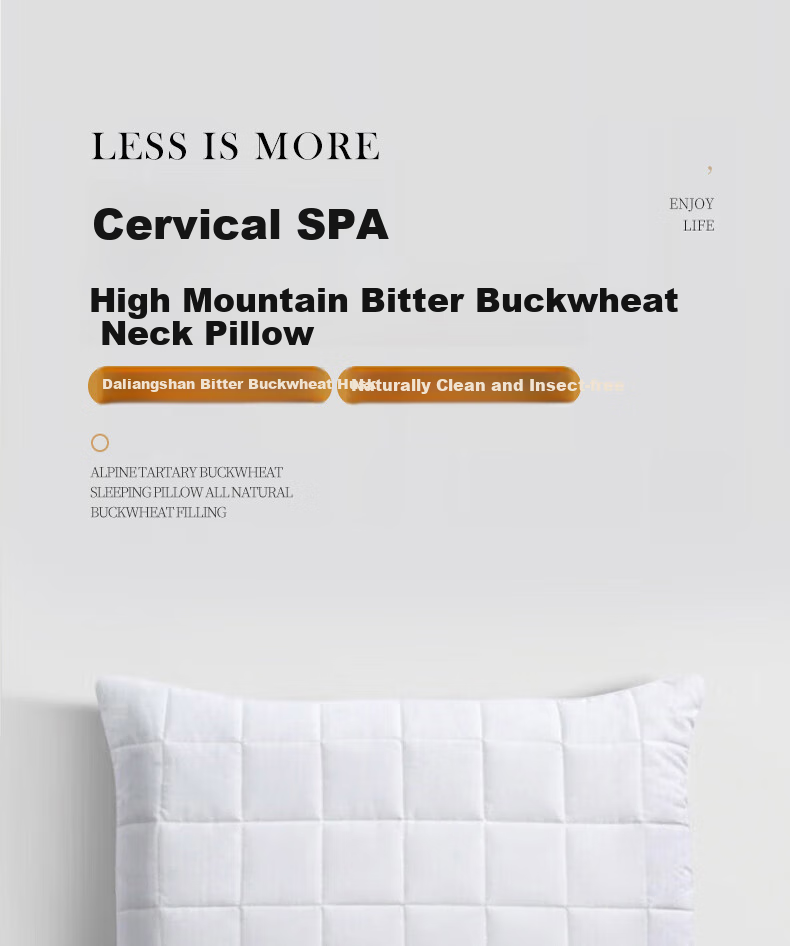 Yuanshenghuo Four Seasons Herbal Buckwheat Pillow, 100% Sweet Buckwheat Hull Pillow Core, Neck Protection, Removable And Washable, Single Pack 1