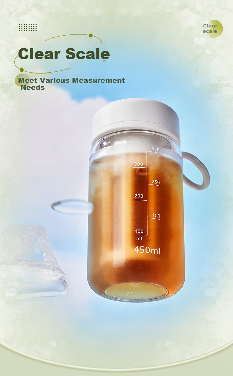 Cica Water Bottle for Women, Tea Infuser Cup, Heat-Resistant with Scale, Transparent Cold Brew Cup for Students And Men, Summer Seaso 9