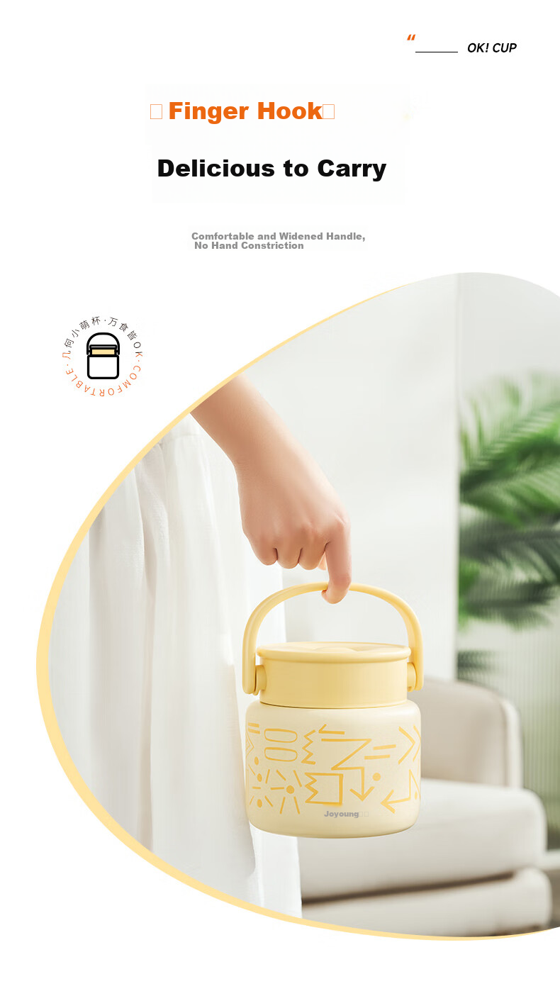 Joyoung Thermal Food Jar, 316L Stainless Steel Insulated Lunch Box, Vacuum Insulated Mug for Men And Women, Students, Thermal Cooker Pot, 800ml 13