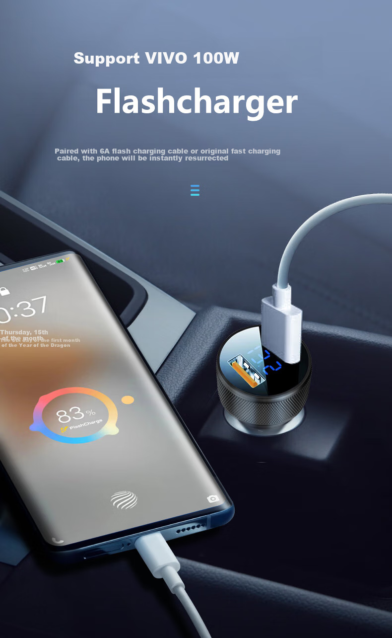 Newman 66W/100W Car Charger Super Fast Charge Cigarette Lighter Adapter with Dual USB Ports 7