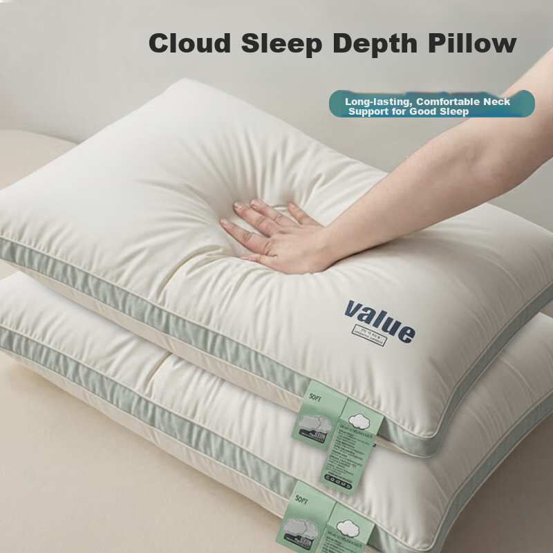 J.Sir High Pillow, Deep Sleep Pillow Core, High Pillow That Doesn't Sink Or Deform, Hotel And Home Use Cotton Pillow, Neck Support Pillow, Single Pillow 3