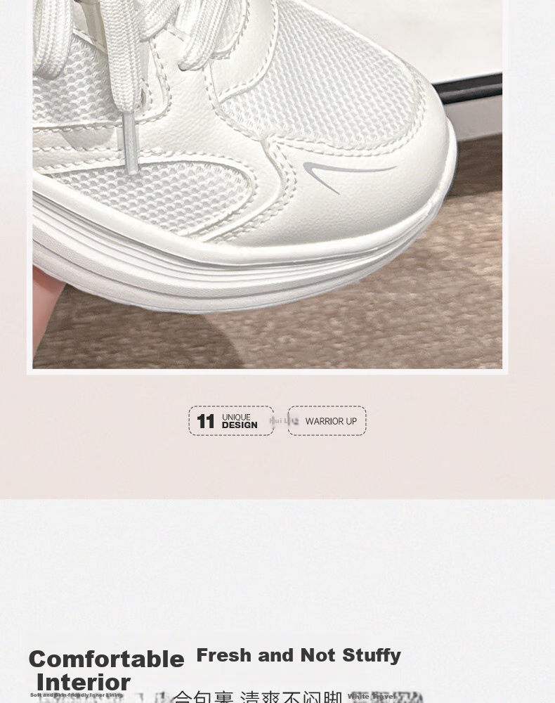 Huili Women's Shoes, 2025 New Style Mesh Breathable Shoes, Women's Soft-Soled Comfortable Sneakers, Beige Pink, Size 39 8