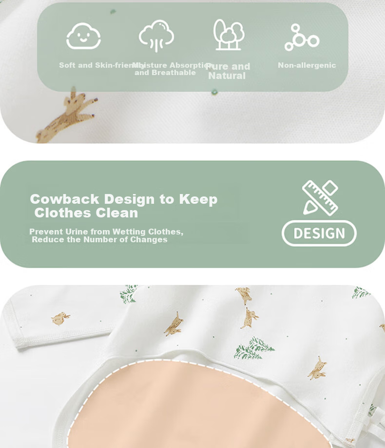 Guaiqixiong Newborn Pure Cotton Half-Back Shirt, Spring And Autumn Season, Newborn Baby Long-Sleeve Monk Robe, Infant Seamless Top 7